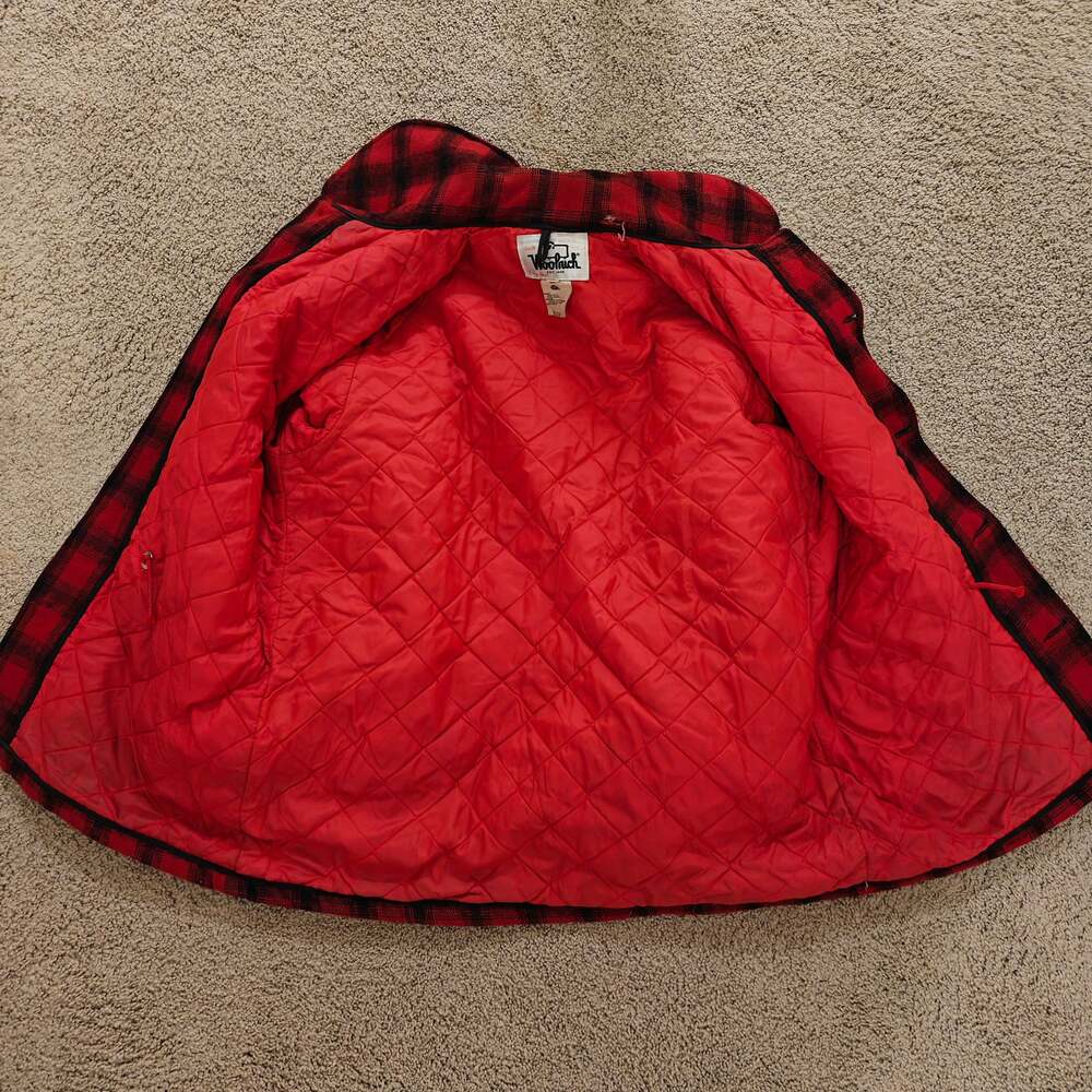 Vtg Woolrich 523 Mackinaw Cruiser Hunting Jacket Red Black Buffalo Plaid Size 42 - Picture 10 of 11